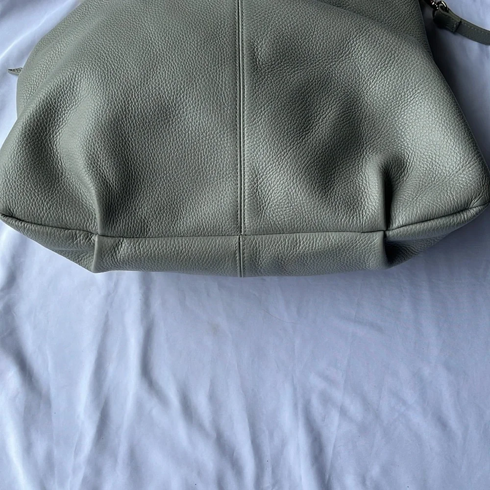 Oversized Pebbled Leather Hobo White Crossbody Handbag /Coquette Purse - Picture 6 of 9